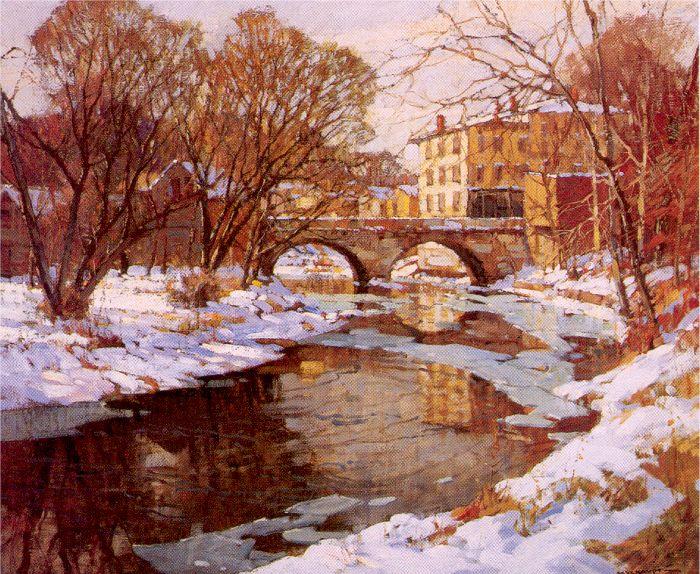 Mulhaupt, Frederick John Choate Bridge, Winter Sweden oil painting art